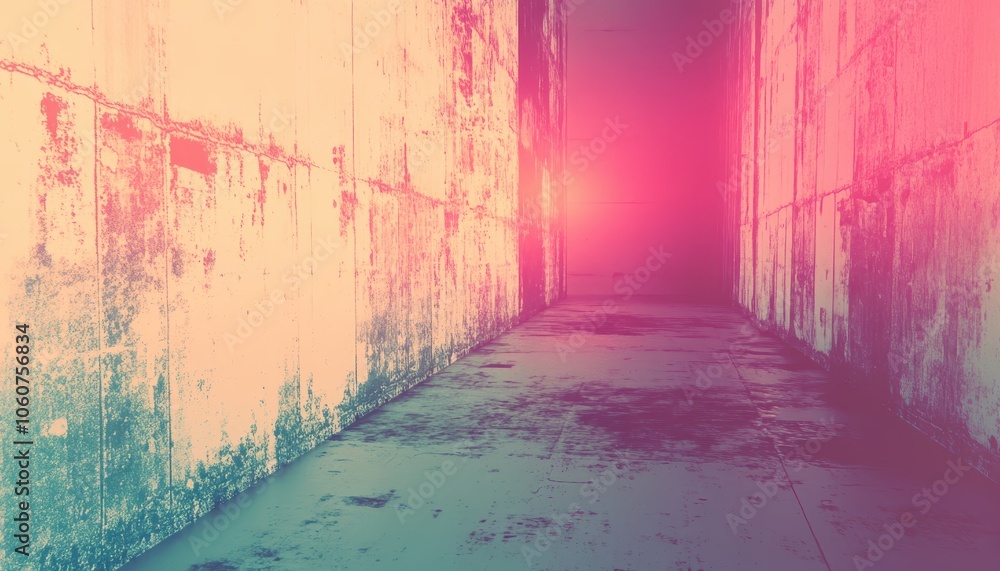 Poster colorful abstract blurred gradient background with retro vhs glitch texture effect
