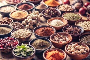 Vibrant Assortment of Spices and Herbs  generative ai