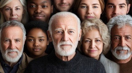 Obraz premium Diverse group of people posing together for a portrait: celebrating diversity and inclusion. AI generated