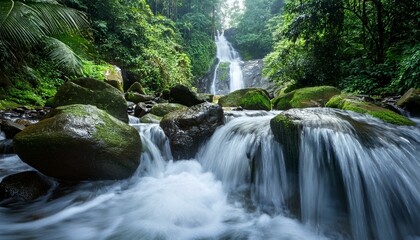 Naklejka premium Emerald Waters: The Heart of the Rainforest