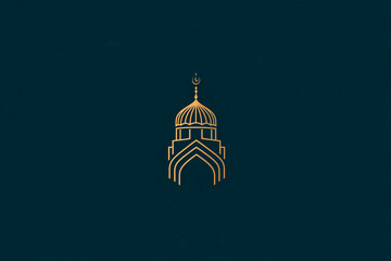 
Modern Mosque Logo Design: A minimalistic mosque logo featuring clean lines, a simplified dome, and a single minaret, accented with subtle geometric patterns, elegant Arabic calligraphy