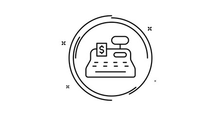 Cash register animated outline icon with alpha channel. Cash register rotation appearance 4k motion design animation for web, mobile and ui design