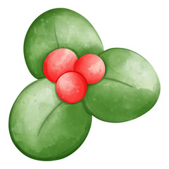 vibrant illustration of holly leaves and berries, perfect for festive designs