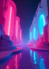 Generate a retro aesthetic background inspired by 90s neon colors and abstract shapes.