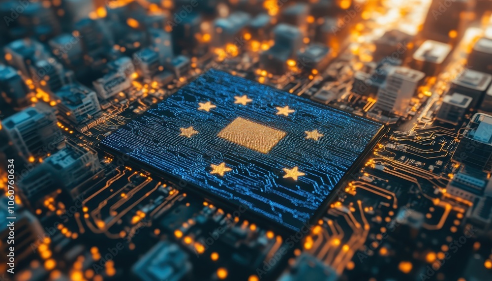 Aufkleber european telecom network with iot, finance, and blockchain tech