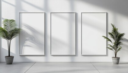 Minimalist blank white kitchen picture frame mockup with natural light ambiance