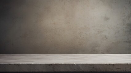 empty stone table top on grey old concrete wall background