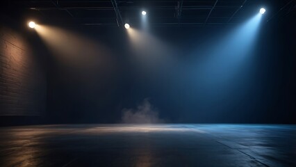 Obraz premium Dark stage with spotlights and smoke