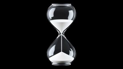Illuminated Transparency - Transparent Hourglass with White Sand Isolated on Dark Background