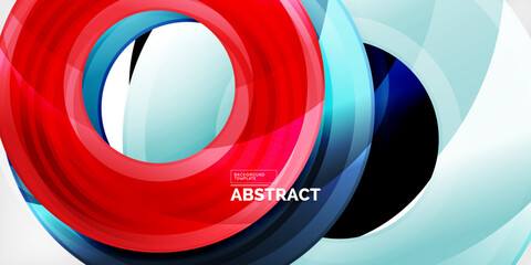 Bright colorful circles with light effects. Abstract background