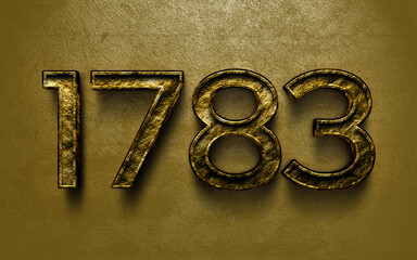 3D dark golden number design of 1783 on cracked golden background.