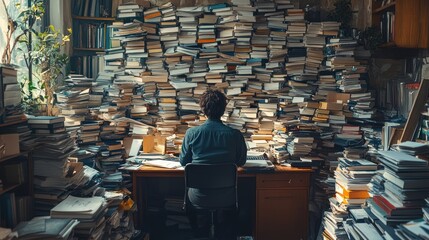 A Man Surrounded by Books