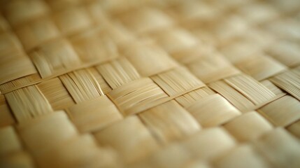 Natural Woven Textures: Wooden Basket Weave Pattern Close-Up