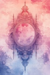 Fototapeta premium Intricate mirror reflects ethereal clouds in a vibrant sky capturing a dreamlike essence of surreal artistry