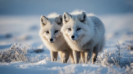 Arctic Fox in Snowy Landscape