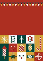 Obraz premium Festive Christmas Background with Playful Icons on Red and Gold