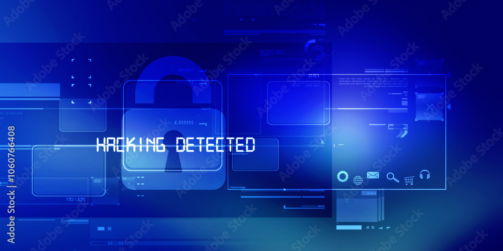 Poster 2d illustration hacked data online code background