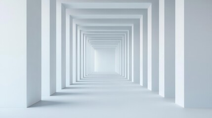 White geometric structure, ultramodern architecture, 3D illustration