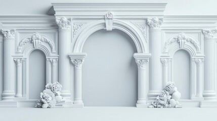 Naklejka premium Elegant white structure, artistic architectural features, 3D illustration