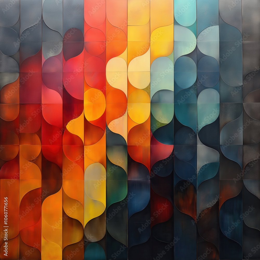 Poster abstract background in a combination of multicolored geometric shapes.