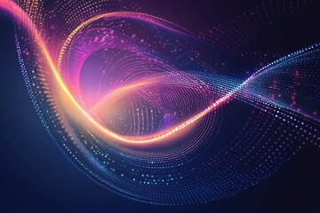 Abstract Wave Pattern with Glowing Lights and Dots