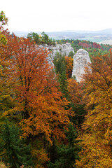 Fototapeta premium Colorful autumn Landscape in Bohemian Paradise, Czech Republic 