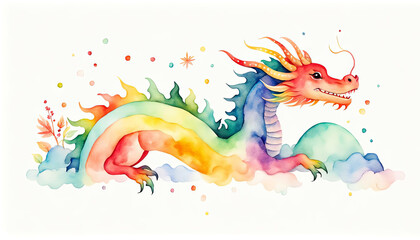 Obraz premium Cute colorful dragon with copy space