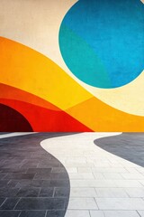 Obraz premium Mural showcasing the journey to nirvana with bright, abstract urban colors