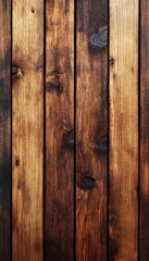 Fototapeta premium Close-up of a rustic woodgrain texture, showcasing rich brown and golden tones.