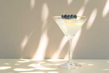 Cocktail garnished with berry, front view