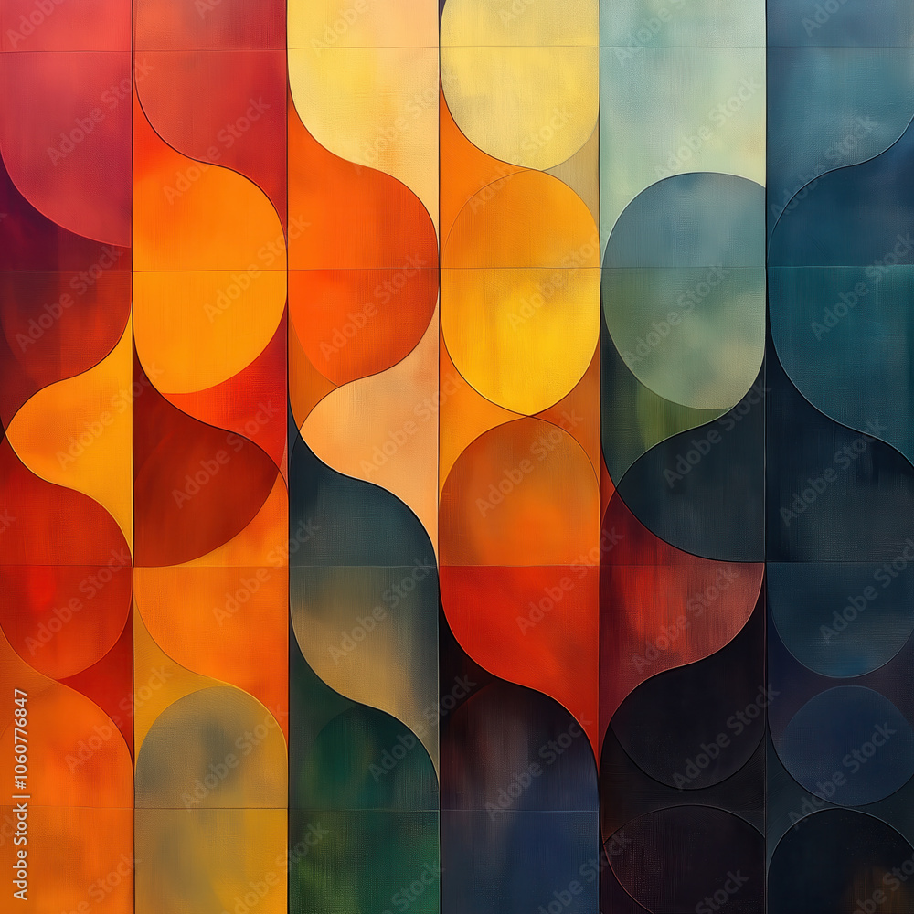 Poster abstract background in a combination of multicolored geometric shapes.