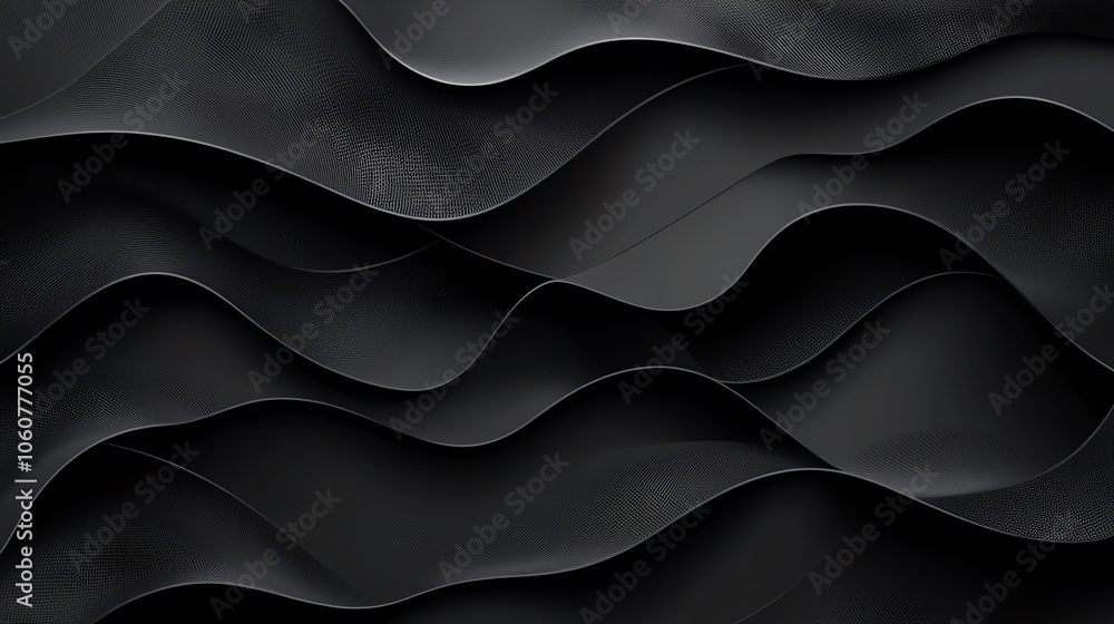 Poster a sleek, modern black wave pattern texture, ideal for backgrounds and abstract design projects, crea