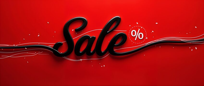 Sale inscription poster design template, Black Friday banner design template, elegant cursive typography, elegant text on red blackground