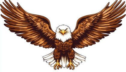 Obraz premium An American bald eagle soaring majestically against a clear blue sky