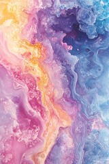 Vibrant colors dance in abstract harmony creating a mesmerizing flow of pink orange and blue tones in a captivating artistic expression