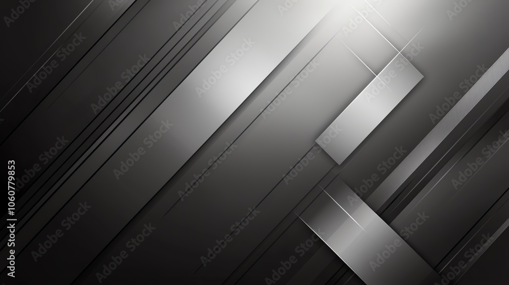 Poster dark geometric abstract background with slick metallic panels and soft light creating a modern and s