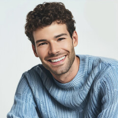 Fototapeta premium Handsome man in a blue sweater 