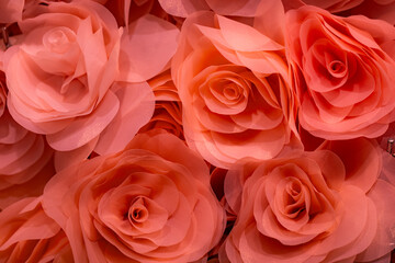 Closeup of artificial flowers textures background