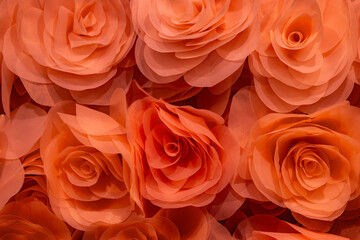 Closeup of artificial flowers textures background