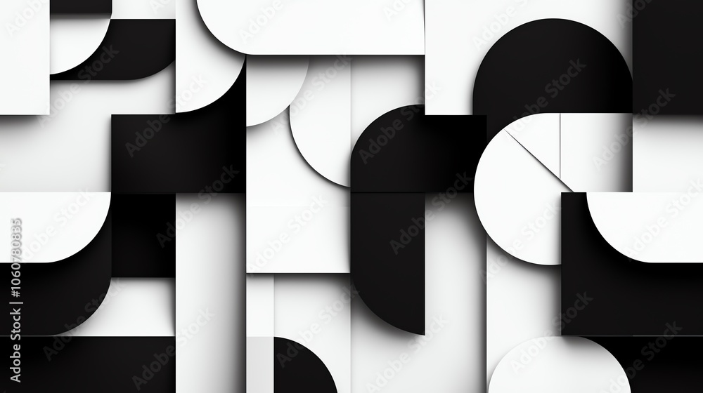 Aufkleber abstract black and white geometric pattern with varying shapes and sizes, perfect for modern design 