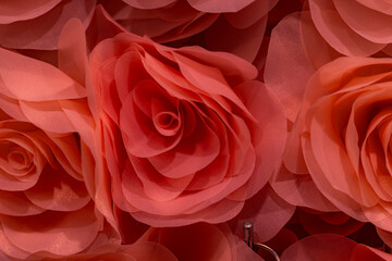 Naklejka premium Closeup of artificial flowers textures background