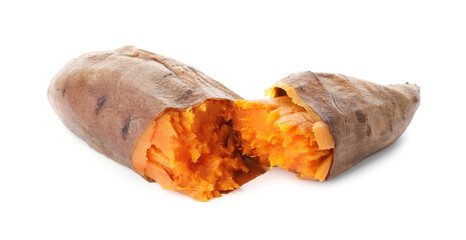 Tasty cooked sweet potato isolated on white