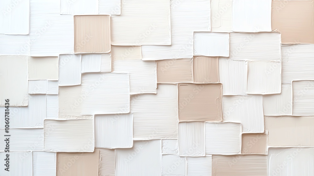 Poster a textured wall featuring a mosaic of neutral shades in squares, adding depth and dimension to minim