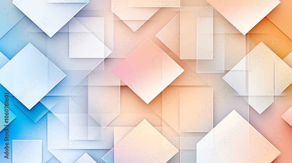 Poster abstract background with overlapping geometric shapes in soft pastel colors creates a modern and dyn