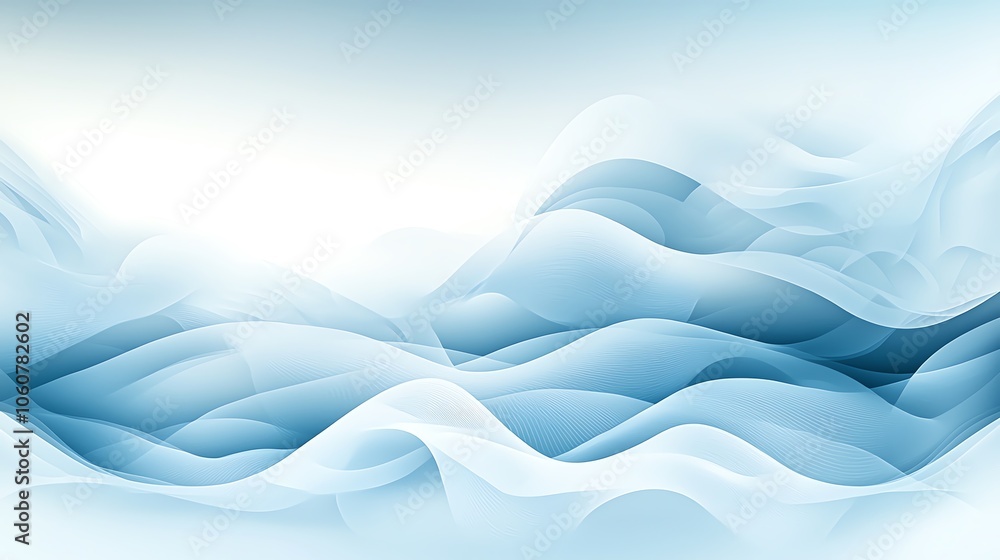 Poster a serene blue wave abstract background with smooth gradients, perfect for design projects and calmin