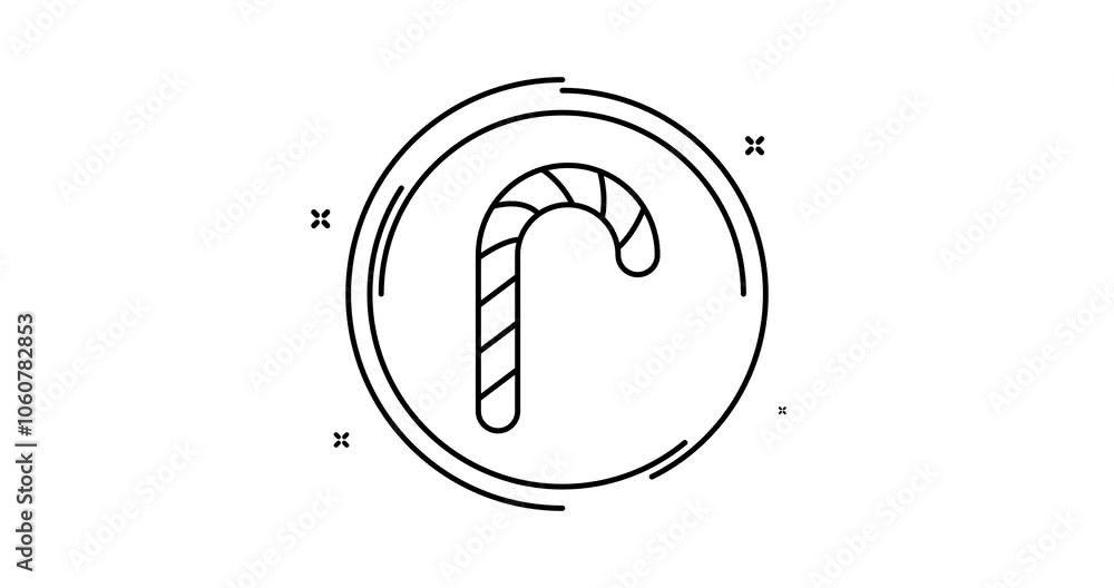 Poster candy cane 2d animated outline icon. candy cane rotation appearance 4k motion design animation for w
