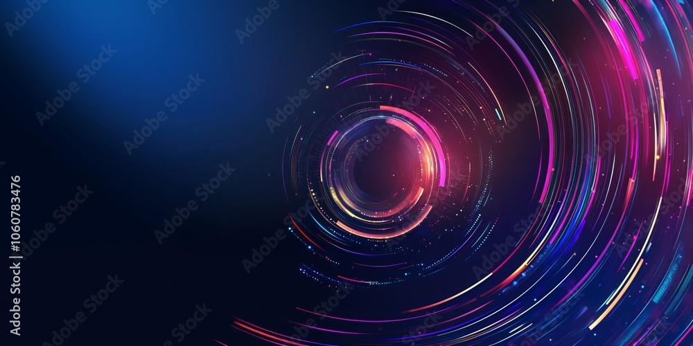 Poster abstract neon lights circular pattern background