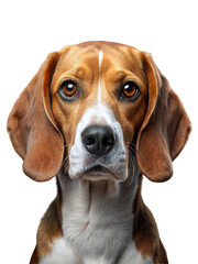 Beagle Dog  Face on Plain White Background Transparent png, generative Ai