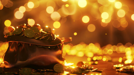 A bag of gold and shine around
