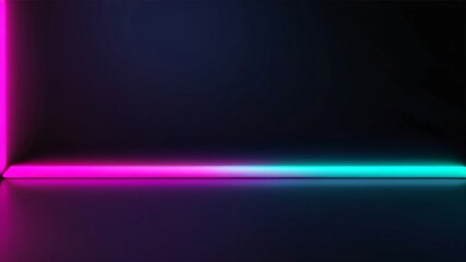 Obraz premium Black background with glowing fluorescent line or bulb.